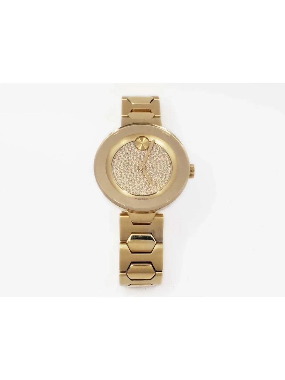 Movado Bold Ladies Wristwatch Gold Tone Pave Dial 3600492
